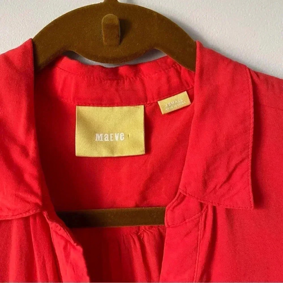 Anthropologie | Maeve Orange Button Down  Blouse - Picture 3 of 6